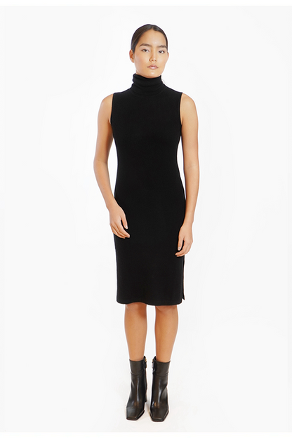 Cashmere Sleeveless Turtleneck Dress