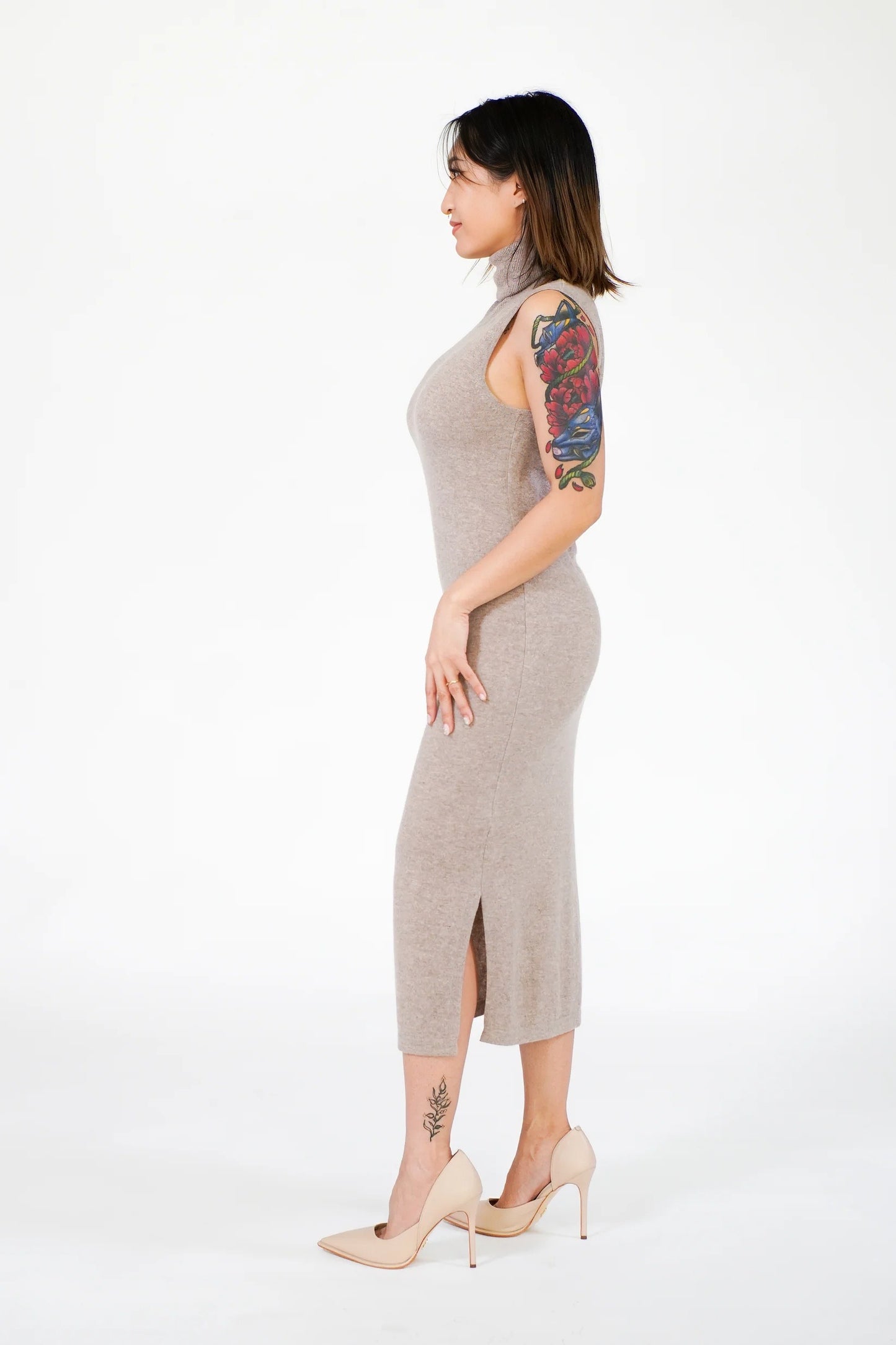 Cashmere Sleeveless Turtleneck Dress