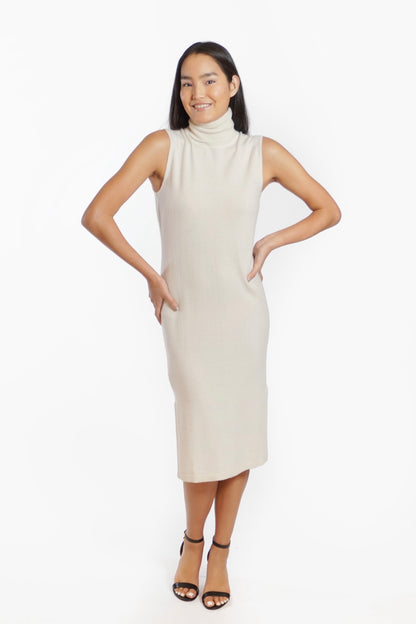 Cashmere Sleeveless Turtleneck Dress