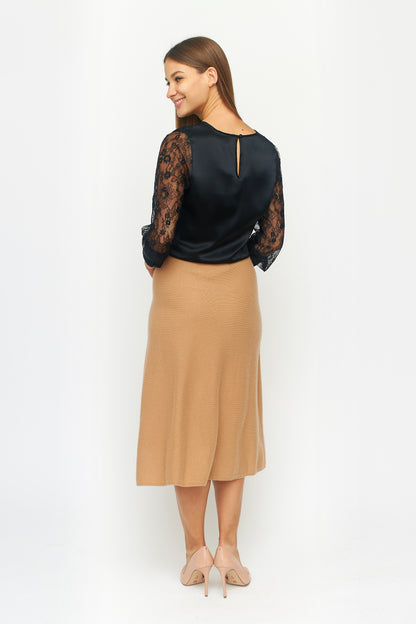 Cashmere Aline Midi Skirt